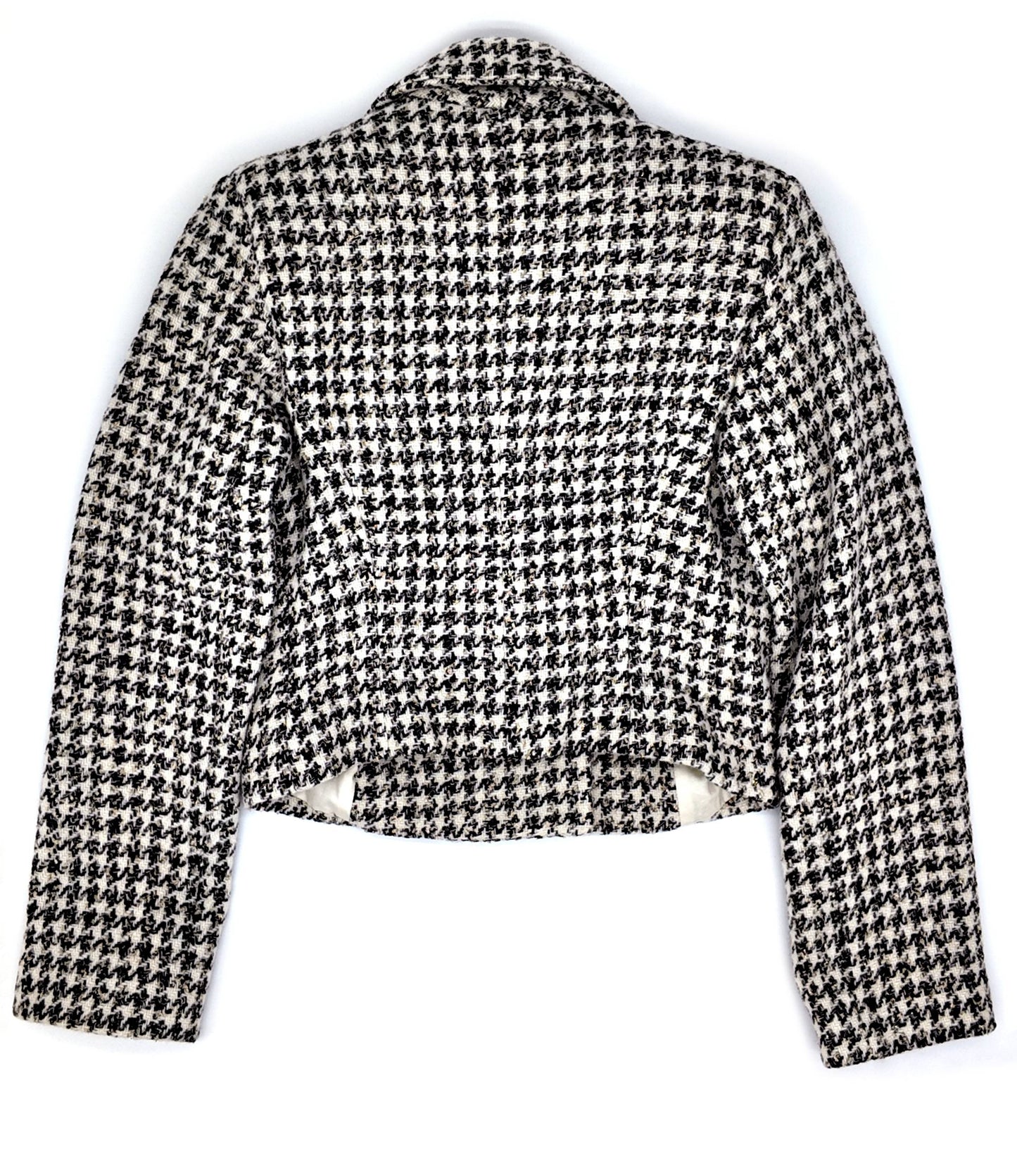 Old Money style, Fashionable and Luxury Houndstooth Tweed Jacket Black and White for a Chic Wardrobe