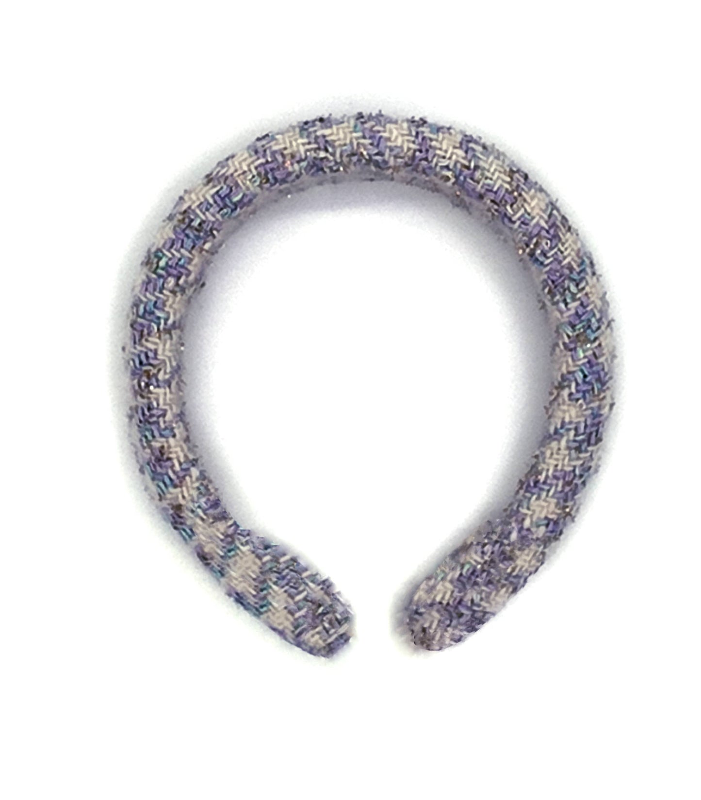 Old Money style, Fashionable and Luxury Houndstooth Tweed Hairband Blue and White for a Chic Wardrobe